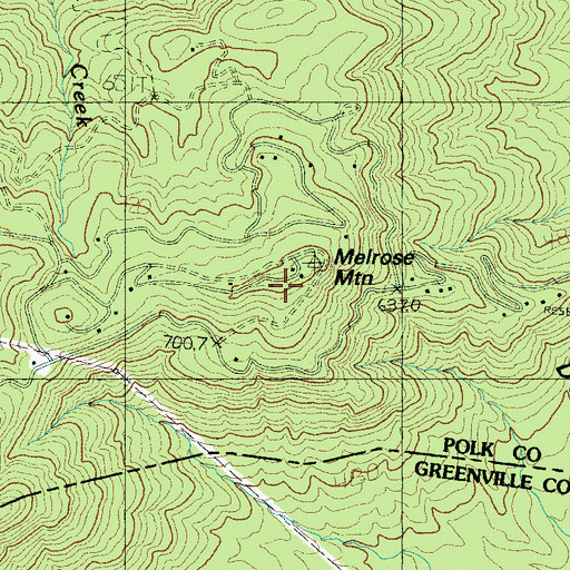 Topographic Map of Melrose Mountain, NC