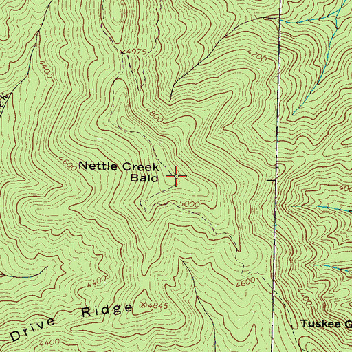 Topographic Map of Nettle Creek Bald, NC