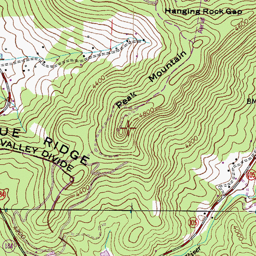Topographic Map of Peak Mountain, NC
