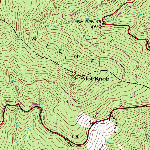 Topographic Map of Pilot Knob, NC