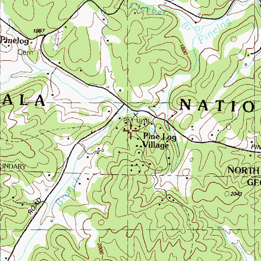 Topographic Map of Pine Log Village, NC