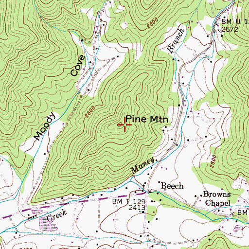 Topographic Map of Pine Mountain, NC