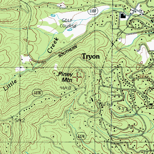 Topographic Map of Piney Mountain, NC