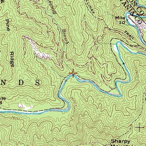 Topographic Map of Poundingmill Branch, NC