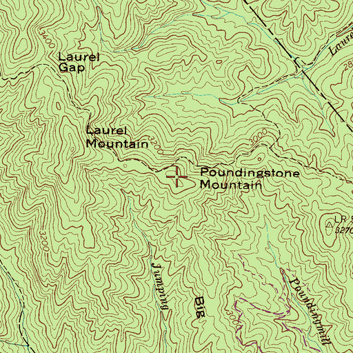 Topographic Map of Poundingstone Mountain, NC