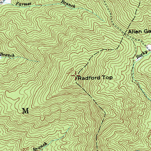 Topographic Map of Radford Top, NC