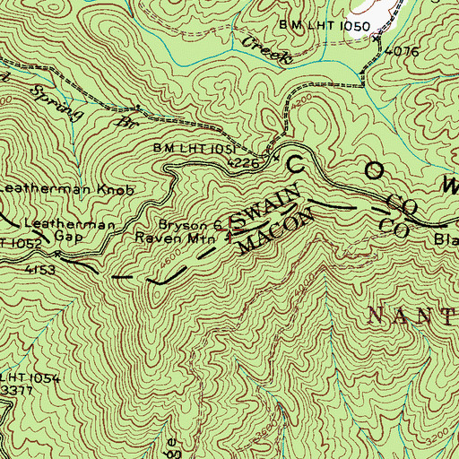 Topographic Map of Raven Mountain, NC