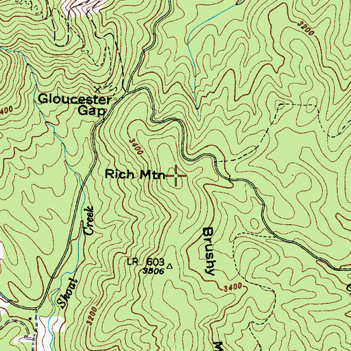 Topographic Map of Rich Mountain, NC