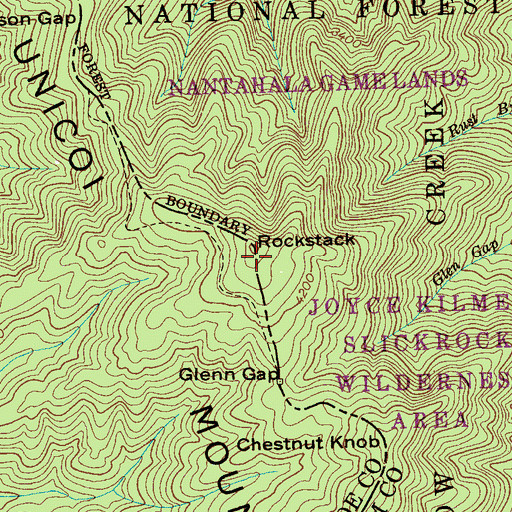 Topographic Map of Rockstack, NC