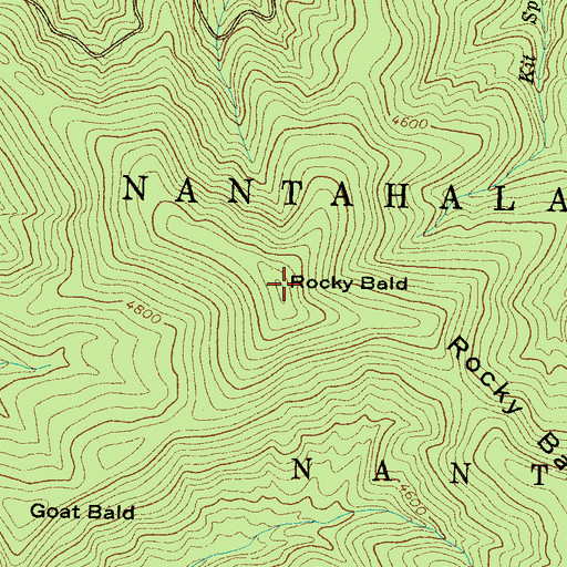 Topographic Map of Rocky Bald, NC
