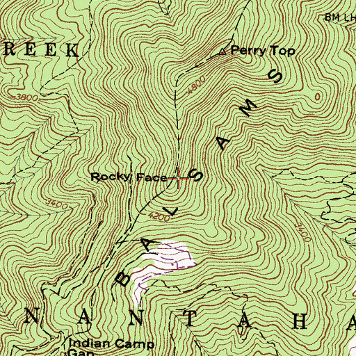 Topographic Map of Rocky Face, NC