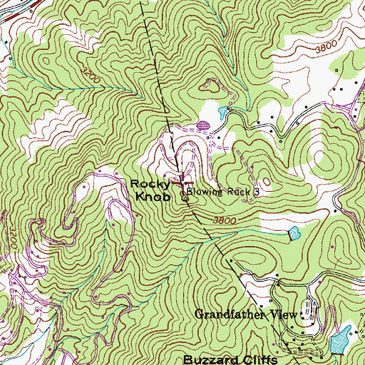 Topographic Map of Rocky Knob, NC