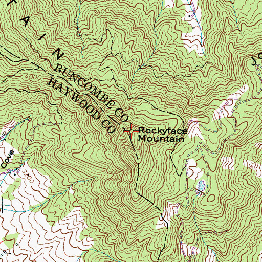 Topographic Map of Rockyface Mountain, NC