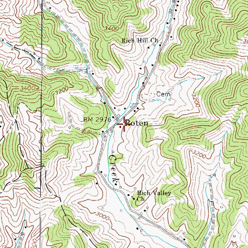 Topographic Map of Roten, NC
