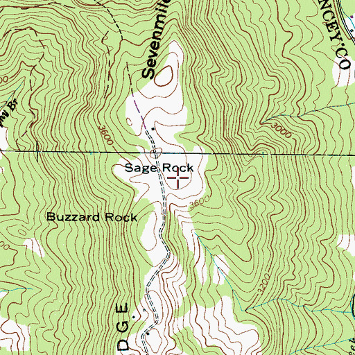 Topographic Map of Sage Rock, NC
