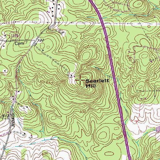 Topographic Map of Scarlett Hill, NC