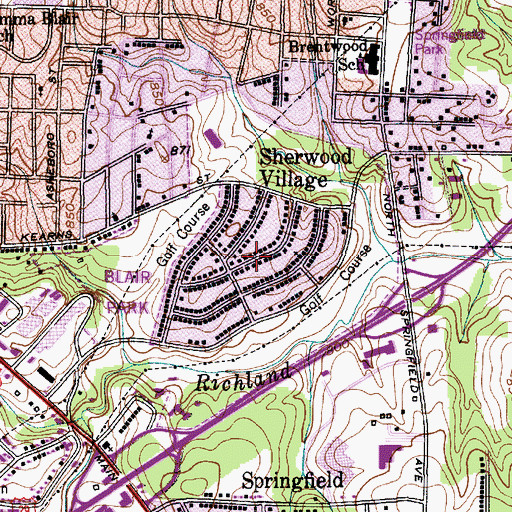Topographic Map of Sherwood Village, NC