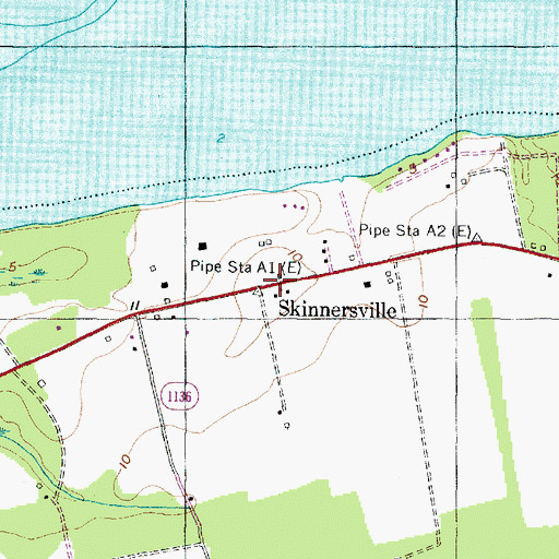 Topographic Map of Skinnersville, NC