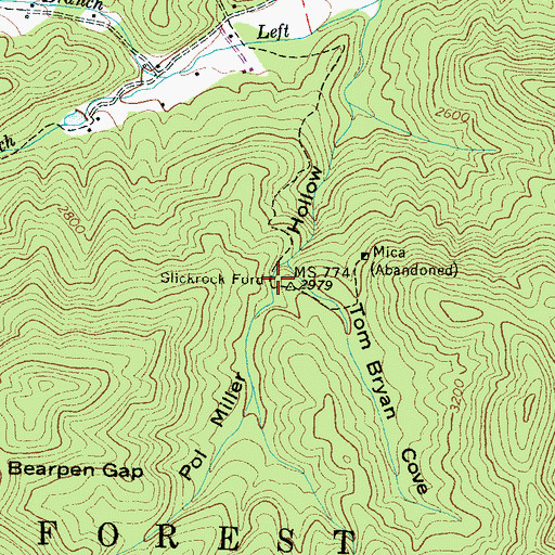 Topographic Map of Slickrock Ford, NC