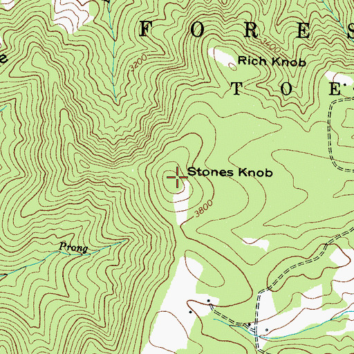 Topographic Map of Stones Knob, NC
