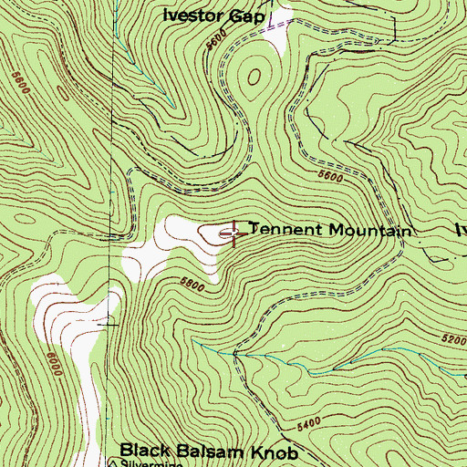Topographic Map of Tennent Mountain, NC