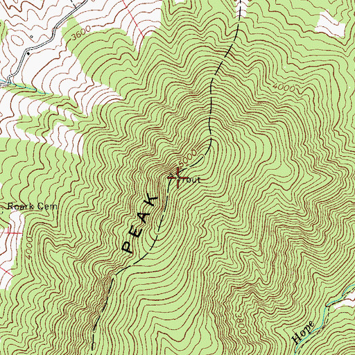 Topographic Map of The Peak, NC