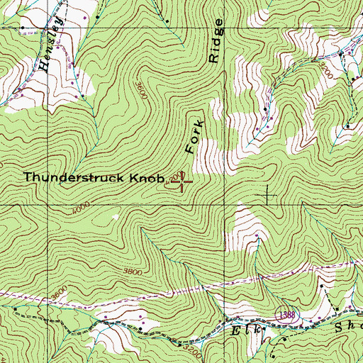 Topographic Map of Thunderstruck Knob, NC