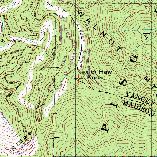 Topographic Map of Upper Haw Knob, NC