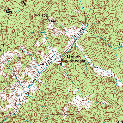 Topographic Map of Upper Pigeonroost, NC
