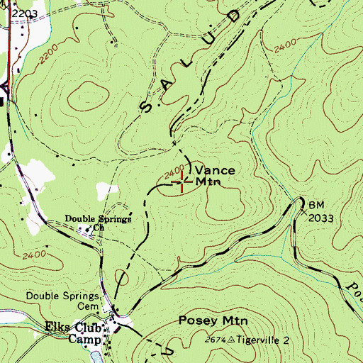 Topographic Map of Vance Mountain, NC