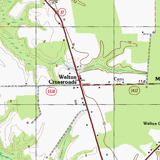 Topographic Map of Walton Crossroads, NC
