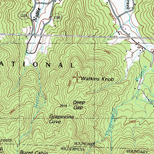 Topographic Map of Watkins Knob, NC