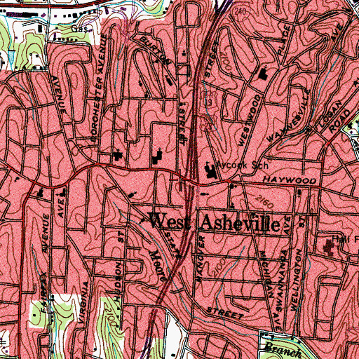 Topographic Map of West Asheville, NC