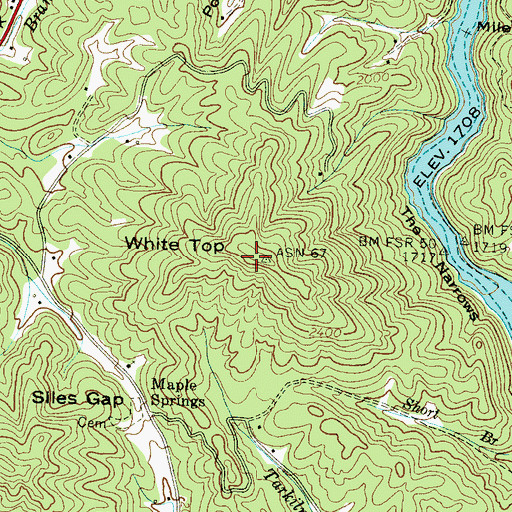 Topographic Map of White Top, NC