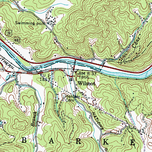 Topographic Map of Wilmot, NC