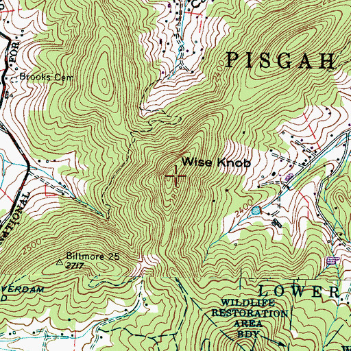 Topographic Map of Wise Knob, NC