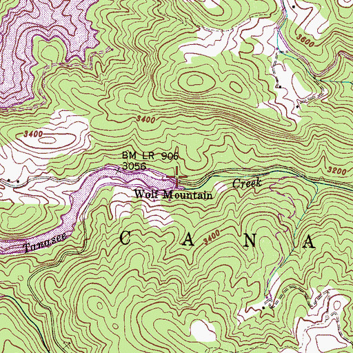 Topographic Map of Wolf Mountain, NC