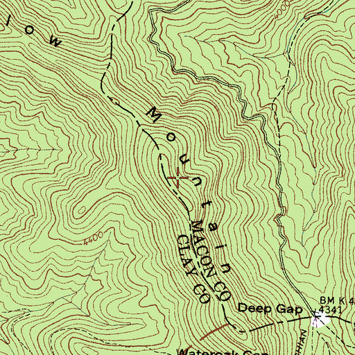 Topographic Map of Yellow Mountain, NC