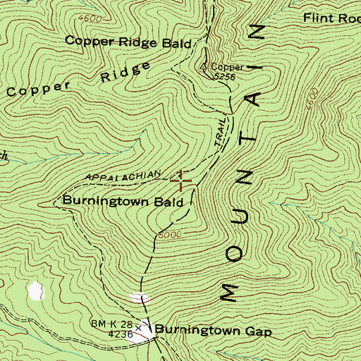 Topographic Map of Cold Spring Appalachian Trail Shelter, NC