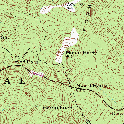 Topographic Map of Mount Hardy, NC