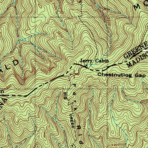 Topographic Map of Andrew Johnson Mountain, TN