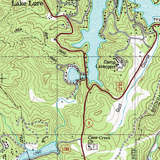 Topographic Map of Cane Creek, NC