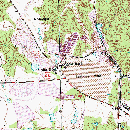 Topographic Map of Cedar Rock Church, NC