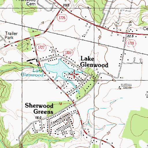 Topographic Map of Lake Glenwood, NC