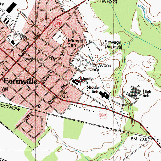 Topographic Map of Sam D Bundy Elementary School, NC