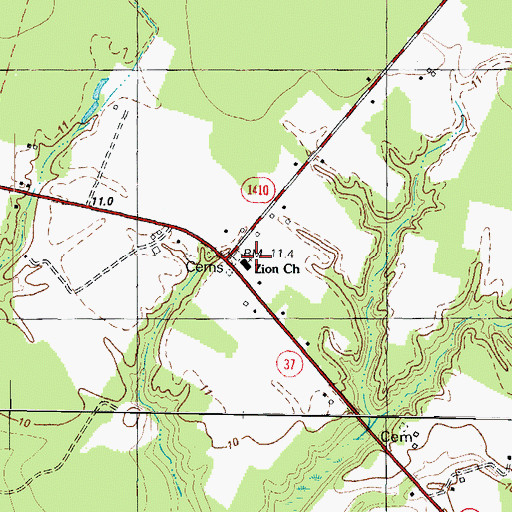 Topographic Map of Zion Church, NC