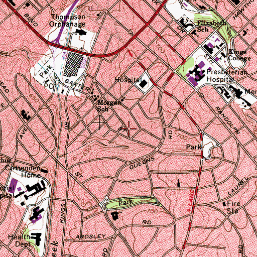 Topographic Map of Township 1-Charlotte, NC