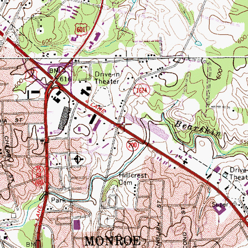 Topographic Map of Township of Monroe, NC