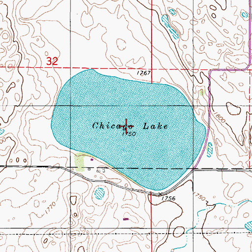 Topographic Map of Chicago Lake, ND