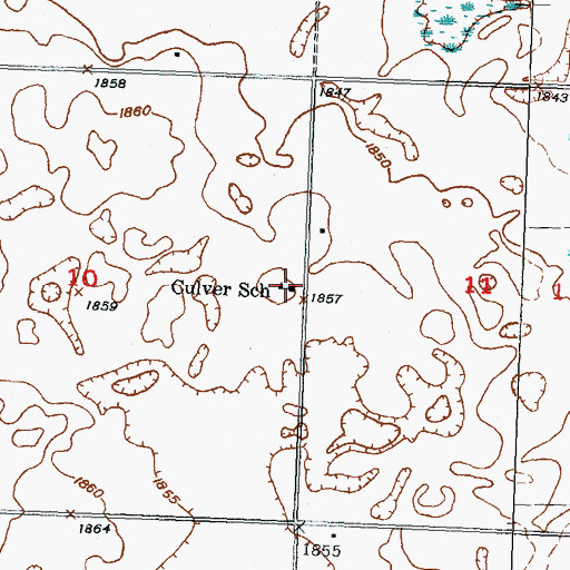 Topographic Map of Culver School, ND